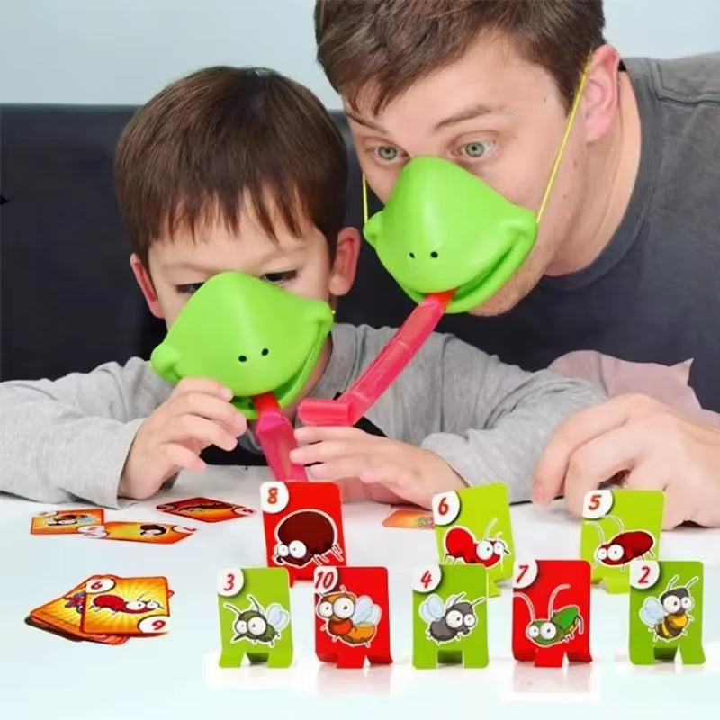 Frog Lizard Mask Wagging Tongue Lick Cards Board Games for Children Family Party Toys Antistress Funny Desktop Puzzle Game Toys